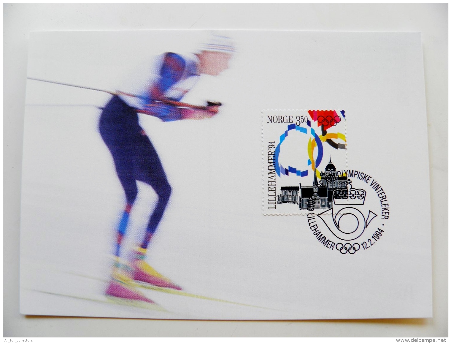 Card Maximum Norway 1994 Olympic Games Lillehammer 1994 Fdc Ski Skiing - Maximumkarten (MC)