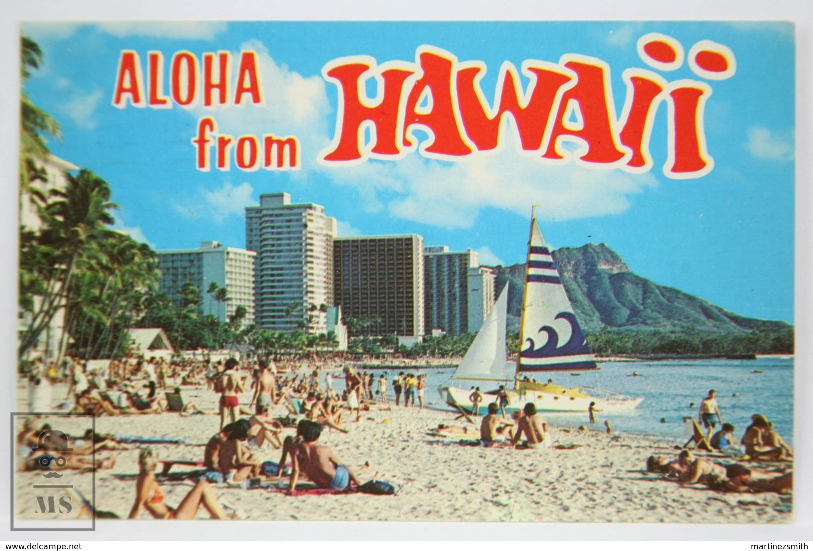 Postcard Hawaii - Aloha - Waikiki Beach Honolulu - Year 1981 - Plastichrome - Honolulu