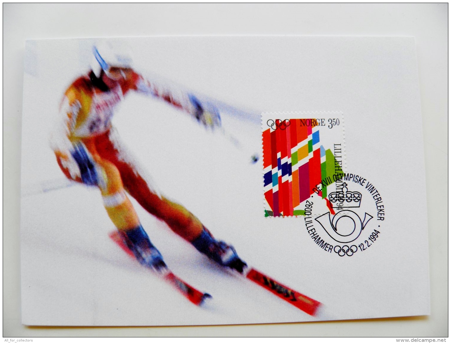 Card Maximum Norway 1994 Olympic Games Lillehammer 1994 Fdc Slalom - Maximumkarten (MC)