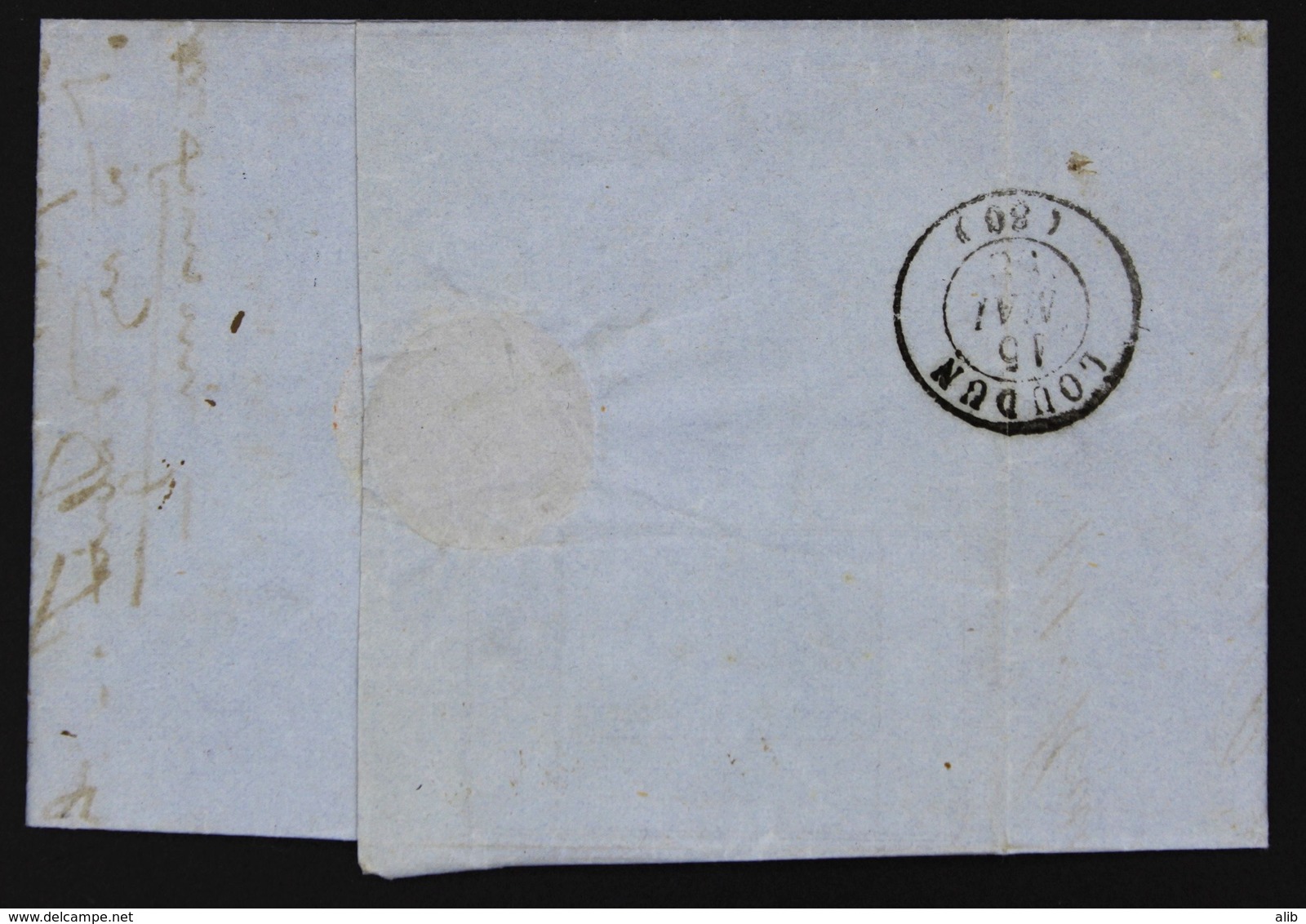 France Lettre 1853-60 Emission Empire Non Dentelé Napoleon III 80c Carmin 17a 15-05-1858. PC 854 De Chinon - 1849-1876: Klassik