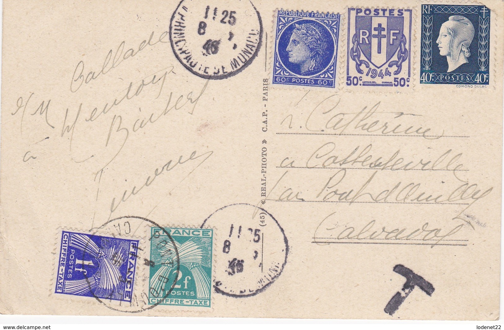 Carte Avec Taxe  Cachet  Pont D'Ouilly - 1859-1959 Lettres & Documents