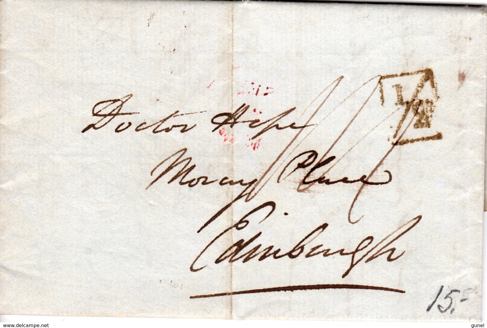 19 Sep 1838 Complete Letter From London To Edinburgh With 1/2 In  Block - ...-1840 Préphilatélie