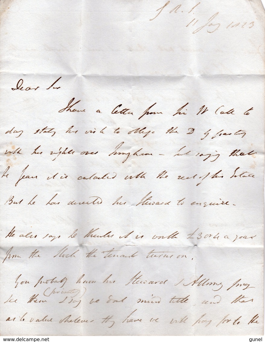 11 Jan 1823 Complete Letter From Birmingham ? To Launceston - ...-1840 Préphilatélie