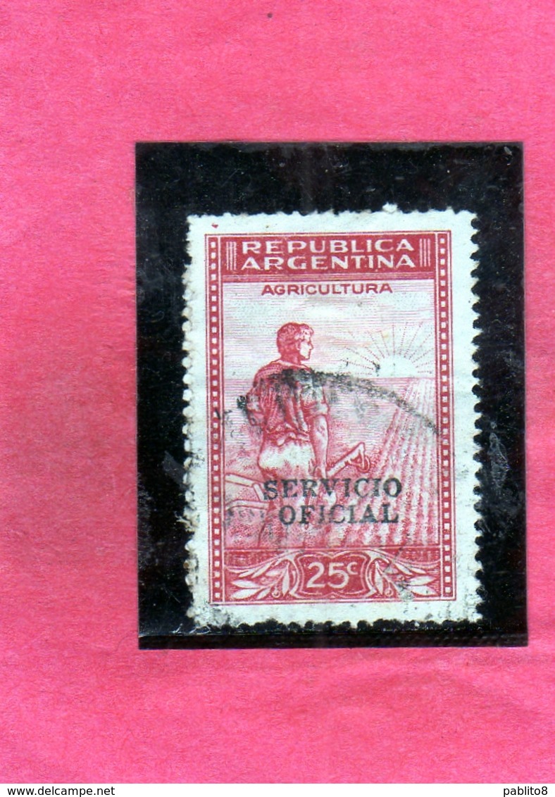 ARGENTINA 1938 1954 OFFICIAL STAMPS SERVICIO OFICIAL AGRICULTURE CENT. 25c USATO USED OBLITERE' - Servizio