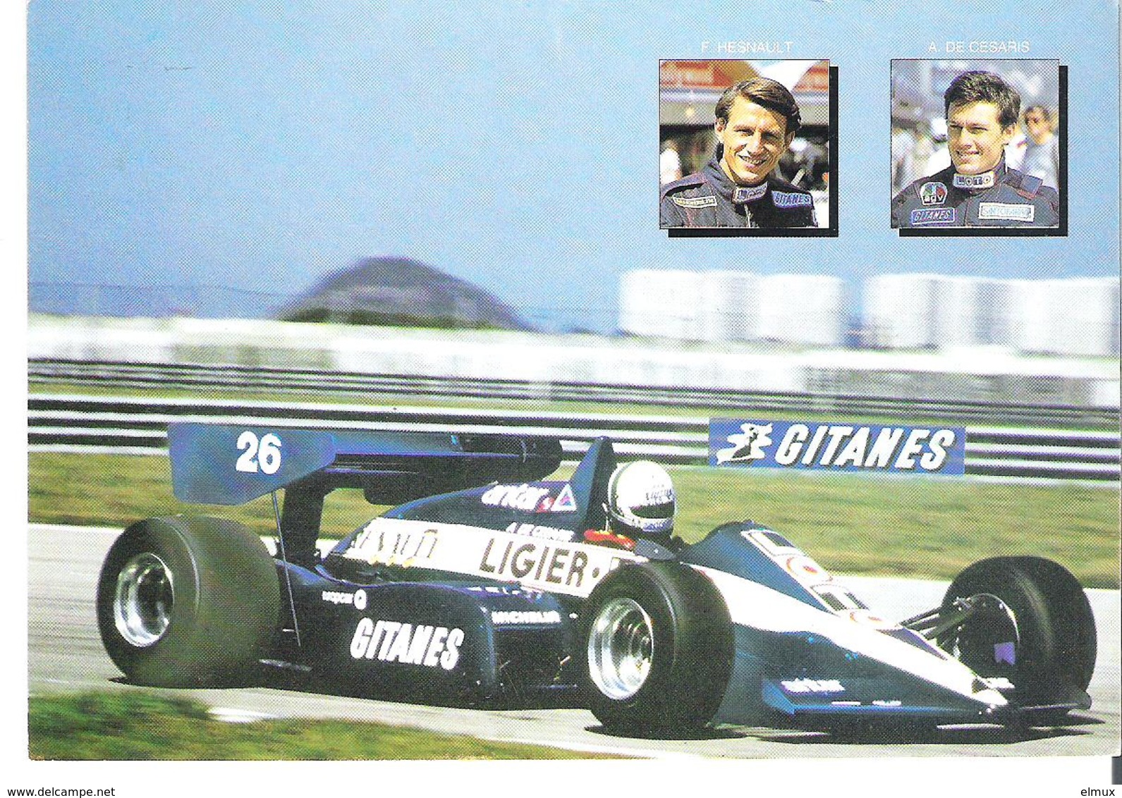 FORMULE 1 - LIGIER GITANES. CP F1 Pilotée Par Hesnault Et De Cesaris - Grand Prix / F1