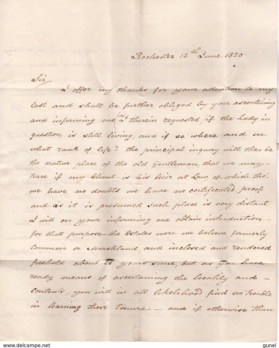 12 June 1820 Complete Letter From  ROCHESTER Naar Gloucestershire - ...-1840 Préphilatélie