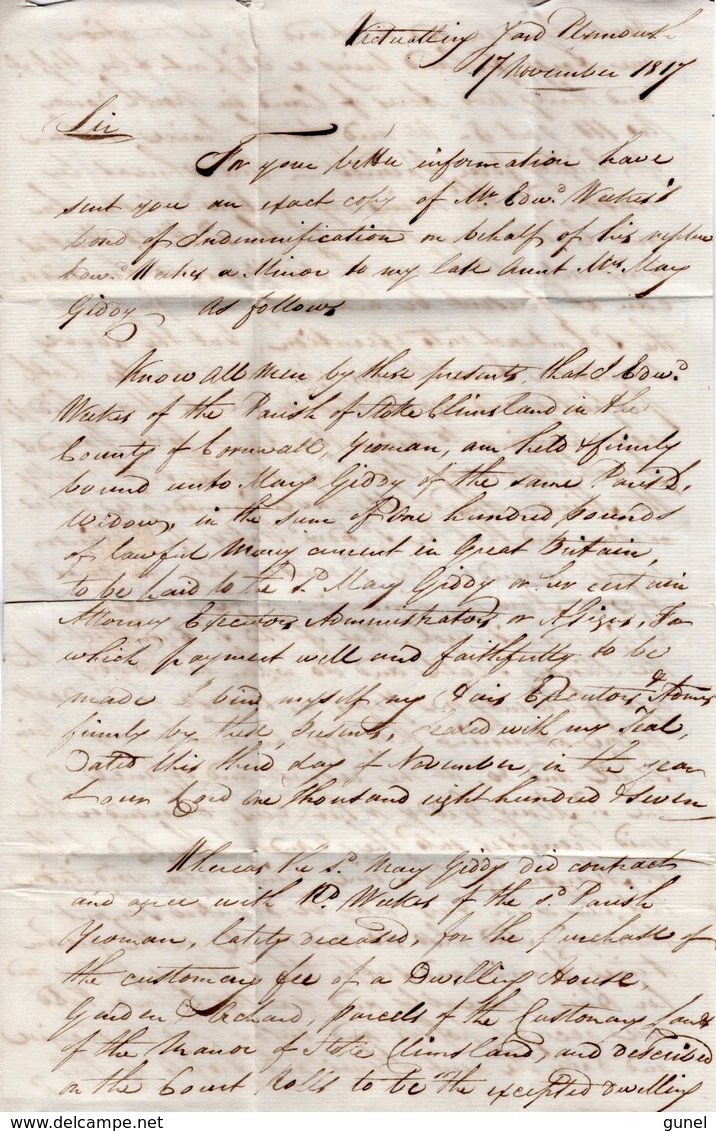 17 Nov 1817  Complete Letter From PLYMOUTH To Launceston - ...-1840 Voorlopers