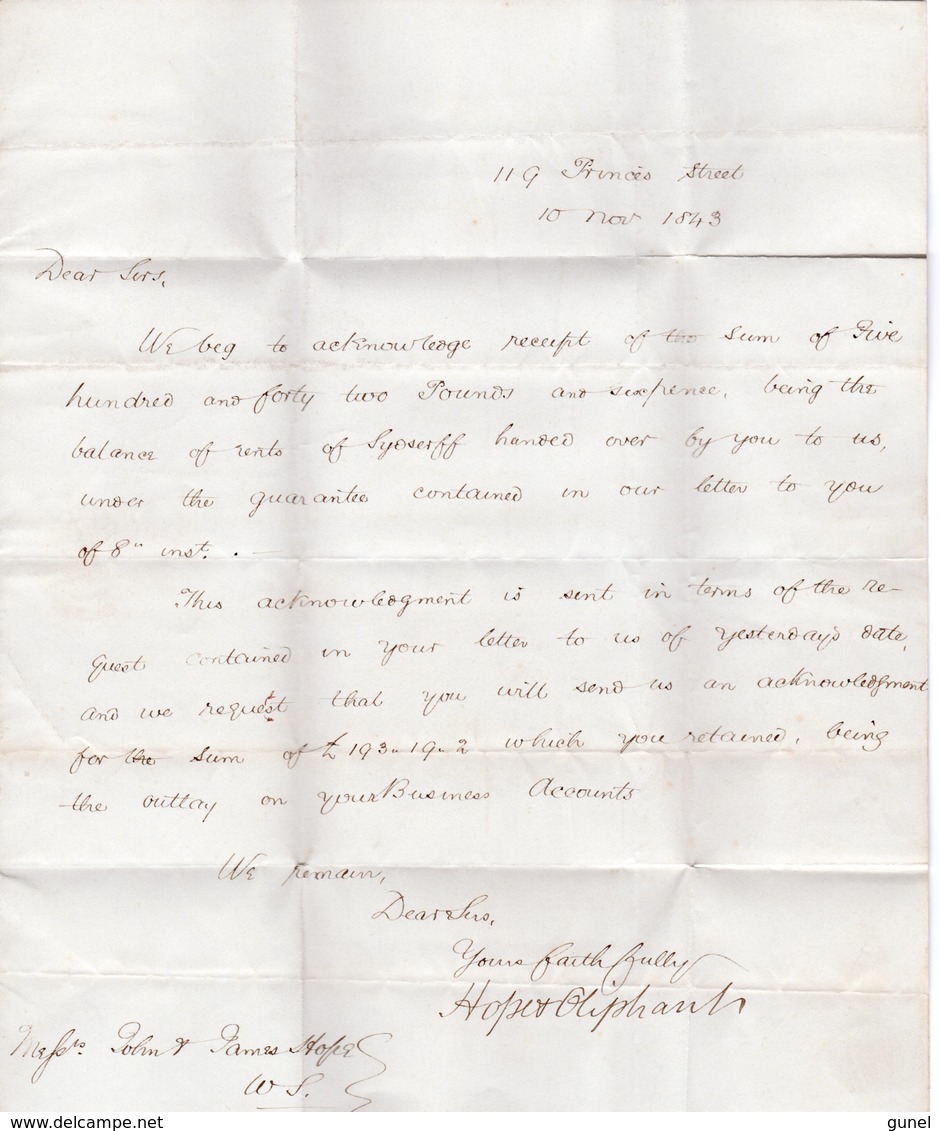 10 Nov 1843 Complete Letter  With PAID EDINB A - ...-1840 Préphilatélie