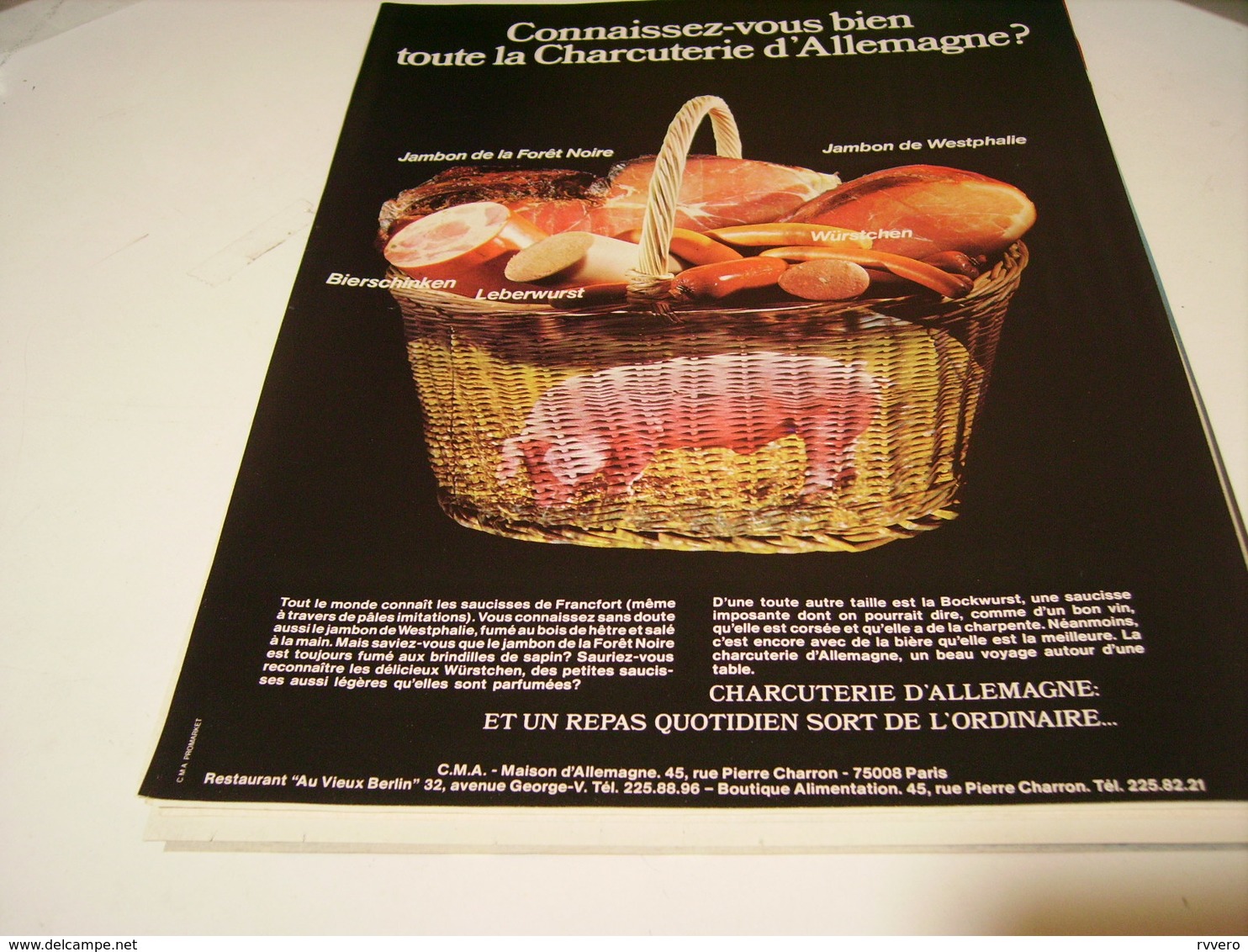 ANCIENNE AFFICHE  PUBLICITE CONNAISSEZ VOUSCHARCUTERIE D ALLEMAGNE 1979 - Affiches