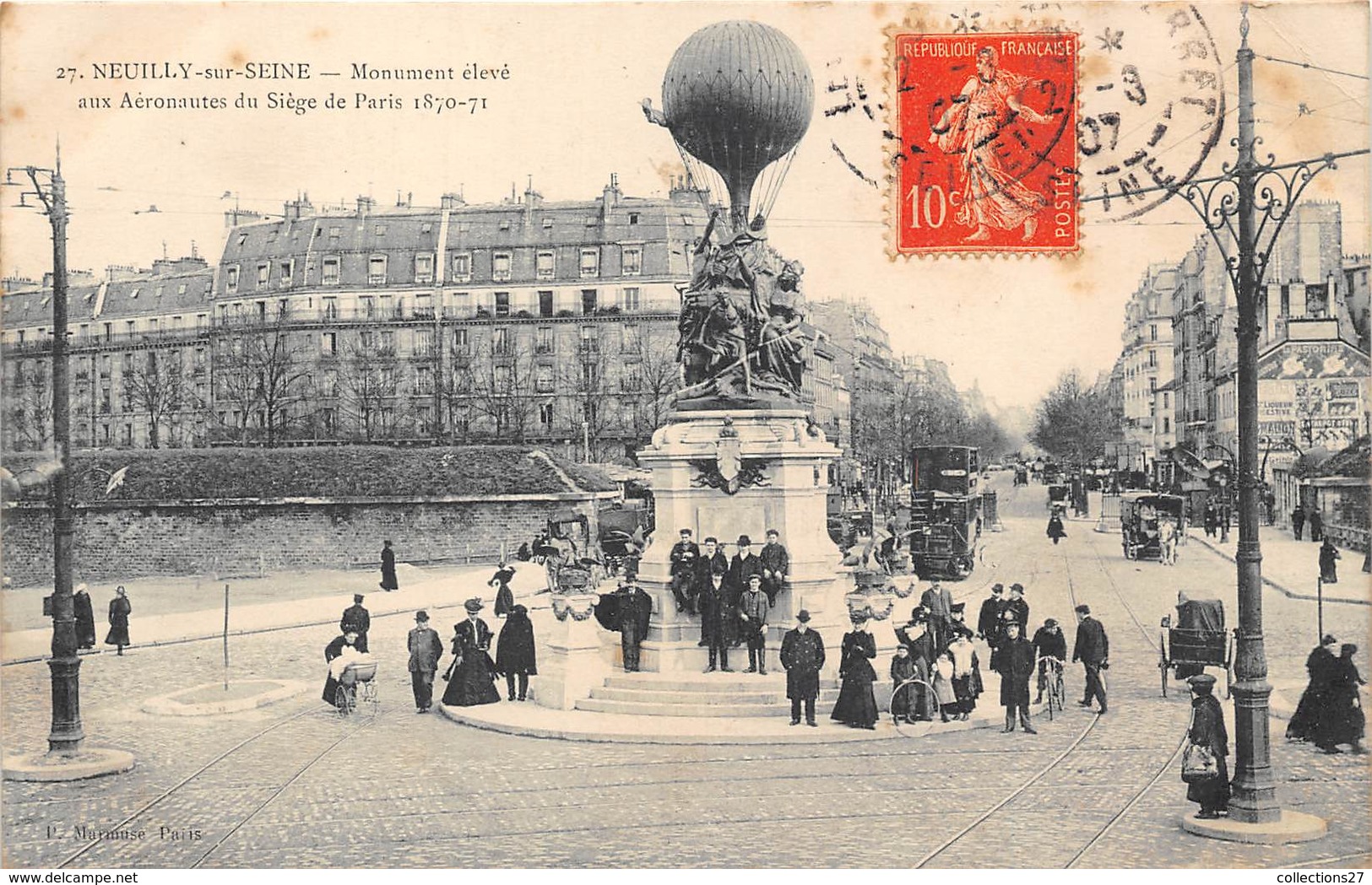 92-NEUILLY- MONUMENT ELEVE AUX AERONAUTE DU SIEGE DE PARIS 1870/71 - Neuilly Sur Seine