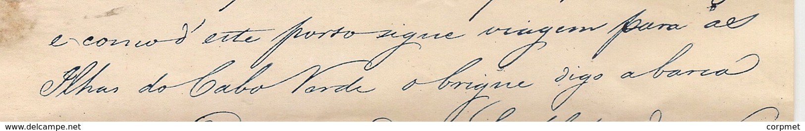 PORTUGAL - 1837  Consul Da Nacao Portuguesa En Boston, Rhode Island.. Cert Of No Plague To Ship Travelling To CABO VERDE - Historische Dokumente