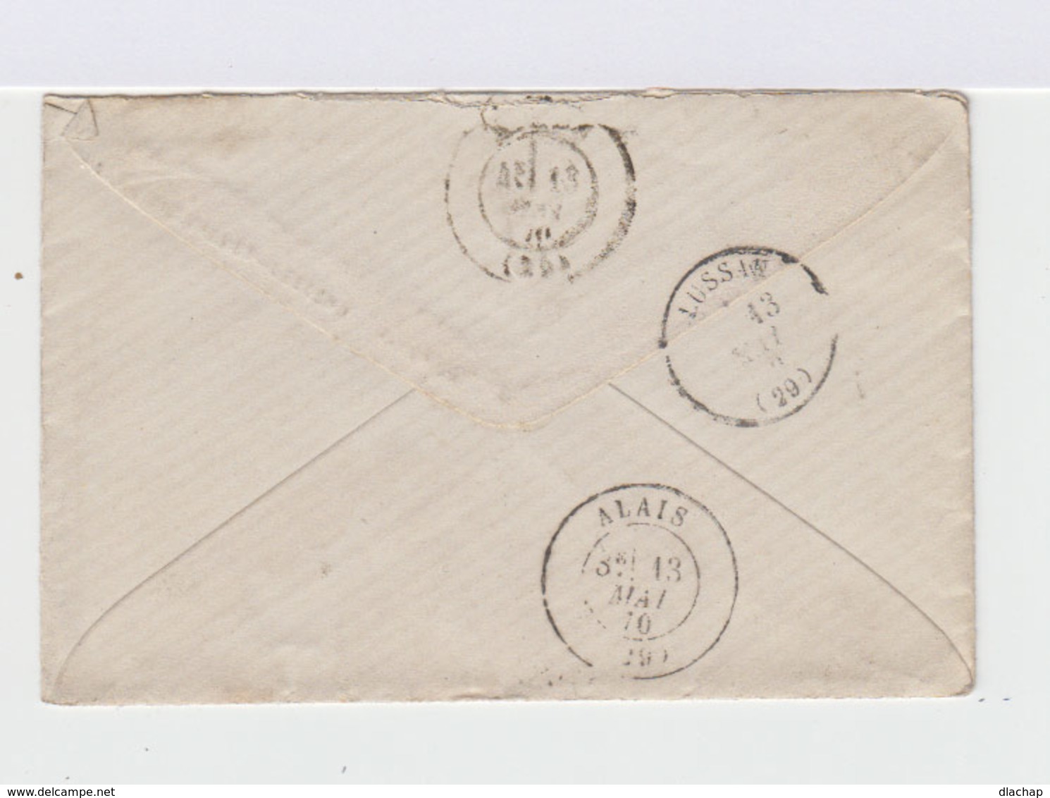 Sur Enveloppe Napoléon III Lauré 20 C. Bleu, Variété Piquage à Cheval. Oblitération Losange.CAD Lussan. (606) - 1849-1876: Période Classique