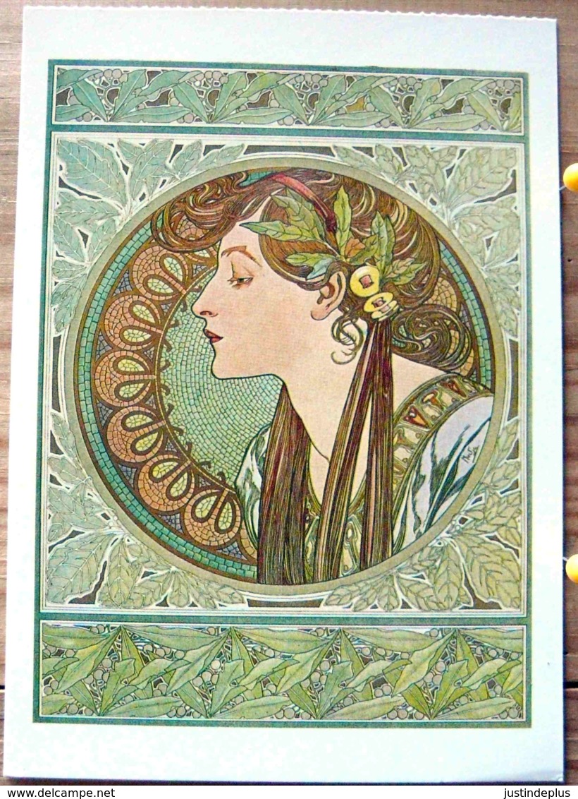 ALPHONSE MUCHA LE LAURIER   PIN UP FEMME DEMI NUE ART NOUVEAU 1901 SCAN R/V - Mucha, Alphonse