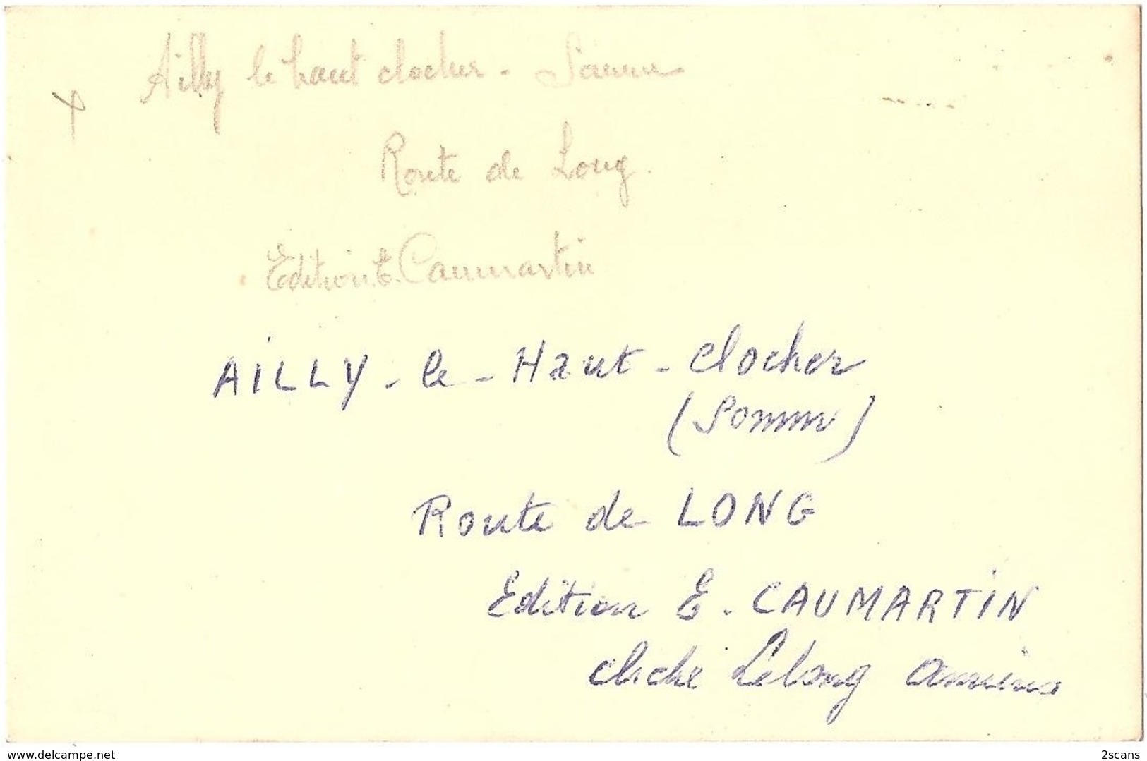 Dépt 80 - AILLY-LE-HAUT-CLOCHER - ÉPREUVE De CARTE POSTALE (photo R. LELONG) + PLAQUE De VERRE - Édition E. Caumartin - Ailly Le Haut Clocher