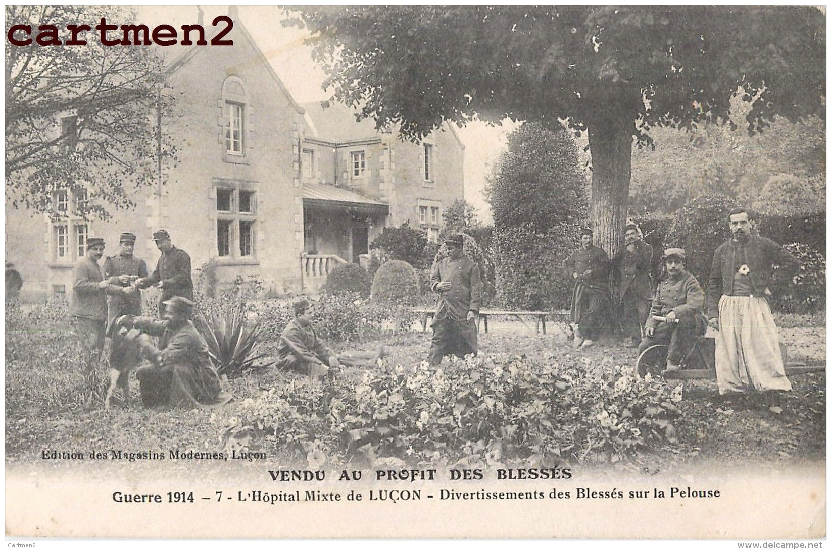 LUCON COLLEGE RICHELIEU HOPITAL MILITAIRE N°46 BLESSES SUR LA PELOUSE GUERRE SOLDATS 85 VENDEE - Lucon