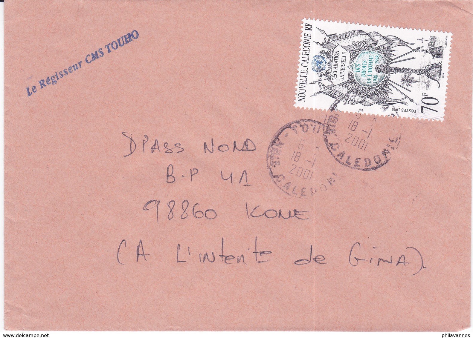 Nouvelle Calédonie, Lettre De TOUHO, 2001 ( NC18) - Lettres & Documents