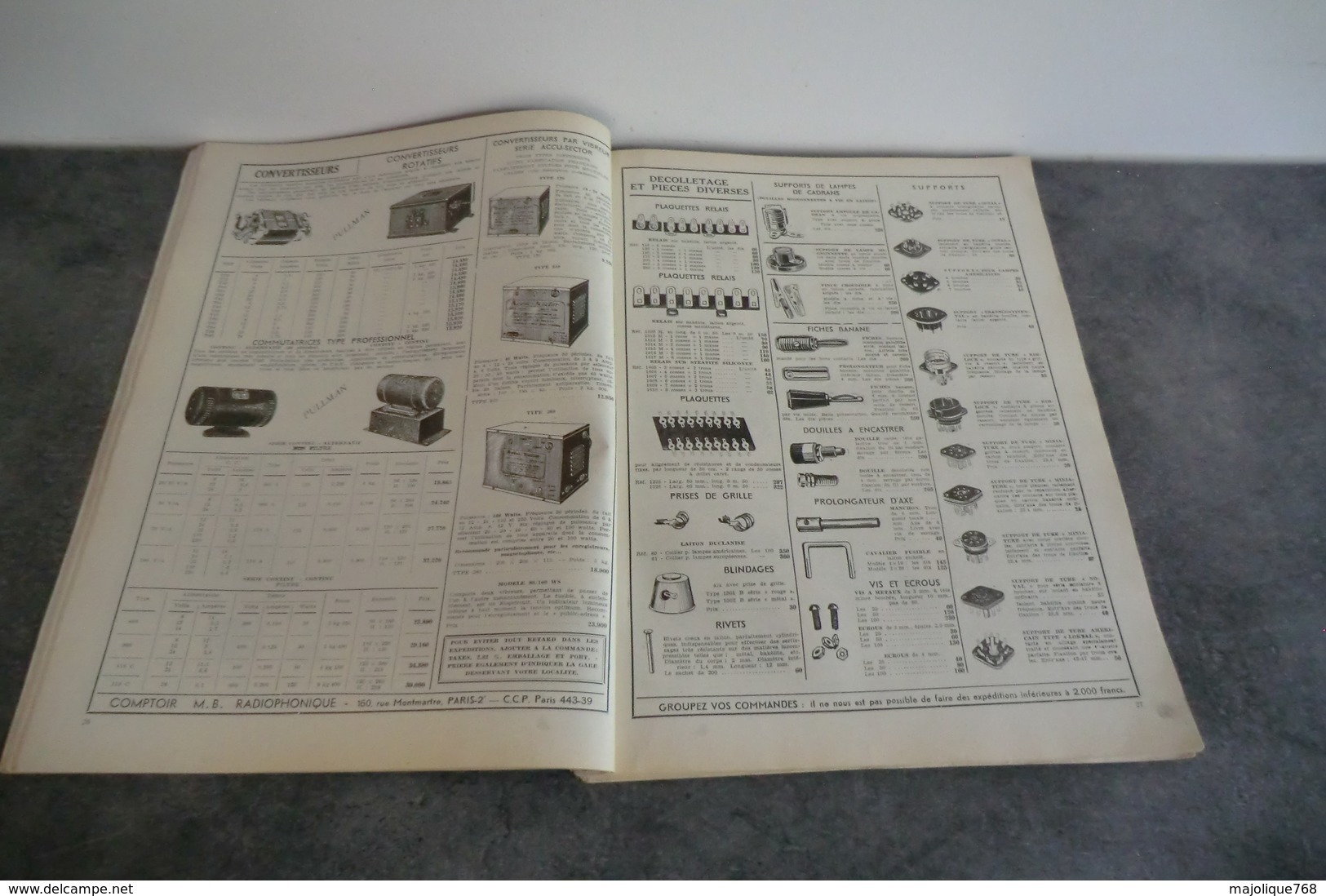 Comptoir M B Radiophonique Présente Son Nouveau Catalogue Générale - Année 1950 - La Couverture Au Verso Se Détache - - Componentes
