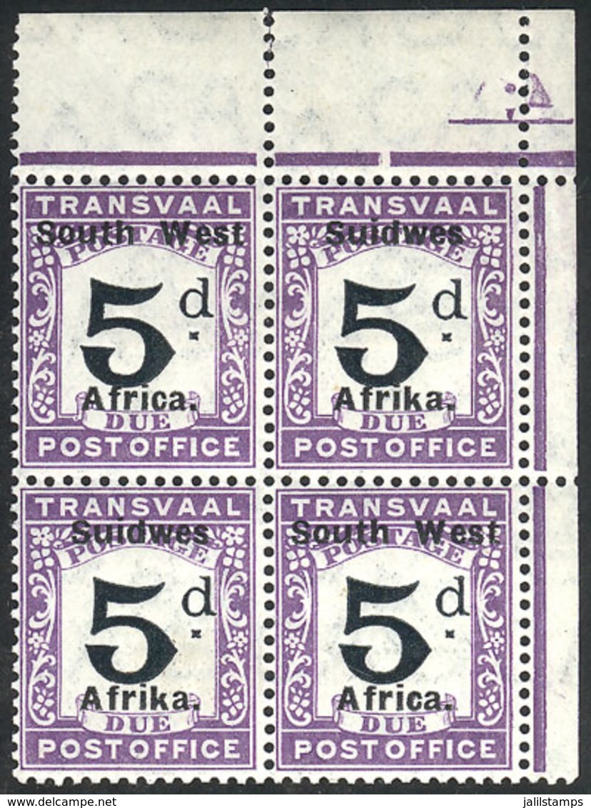 16 SOUTH WEST AFRICA: Sc.J39, Beautiful Corner Block Of 4, The Top Stamps With Tiny - South West Africa (1923-1990)