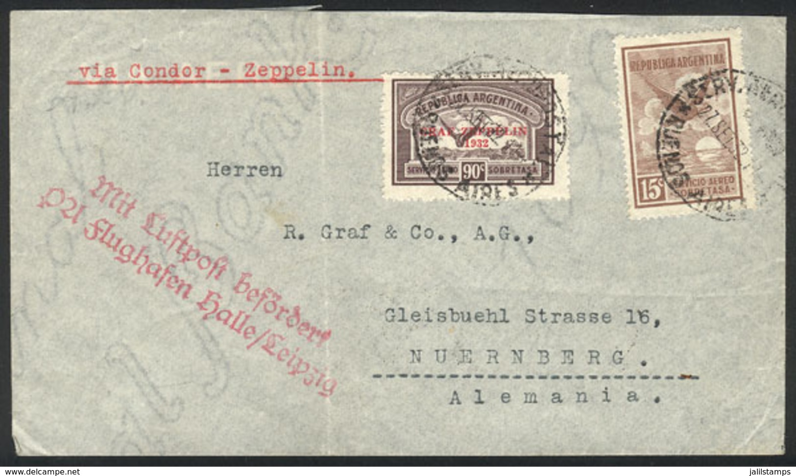 24 GERMANY: 27/SE/1932 Buenos Aires - Germany, By ZEPPELIN: Cover Franked By GJ.722 - Sonstige & Ohne Zuordnung