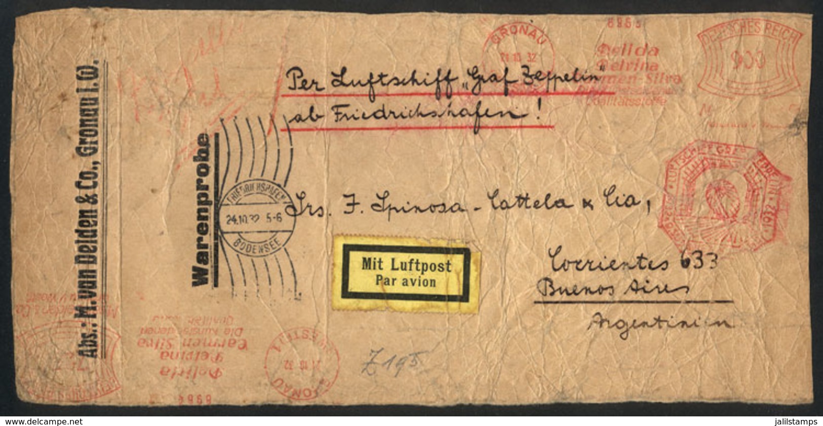 25 GERMANY: Front Of A Commercial Cover That Containg Samples, Sent From Gronau To - Autres & Non Classés