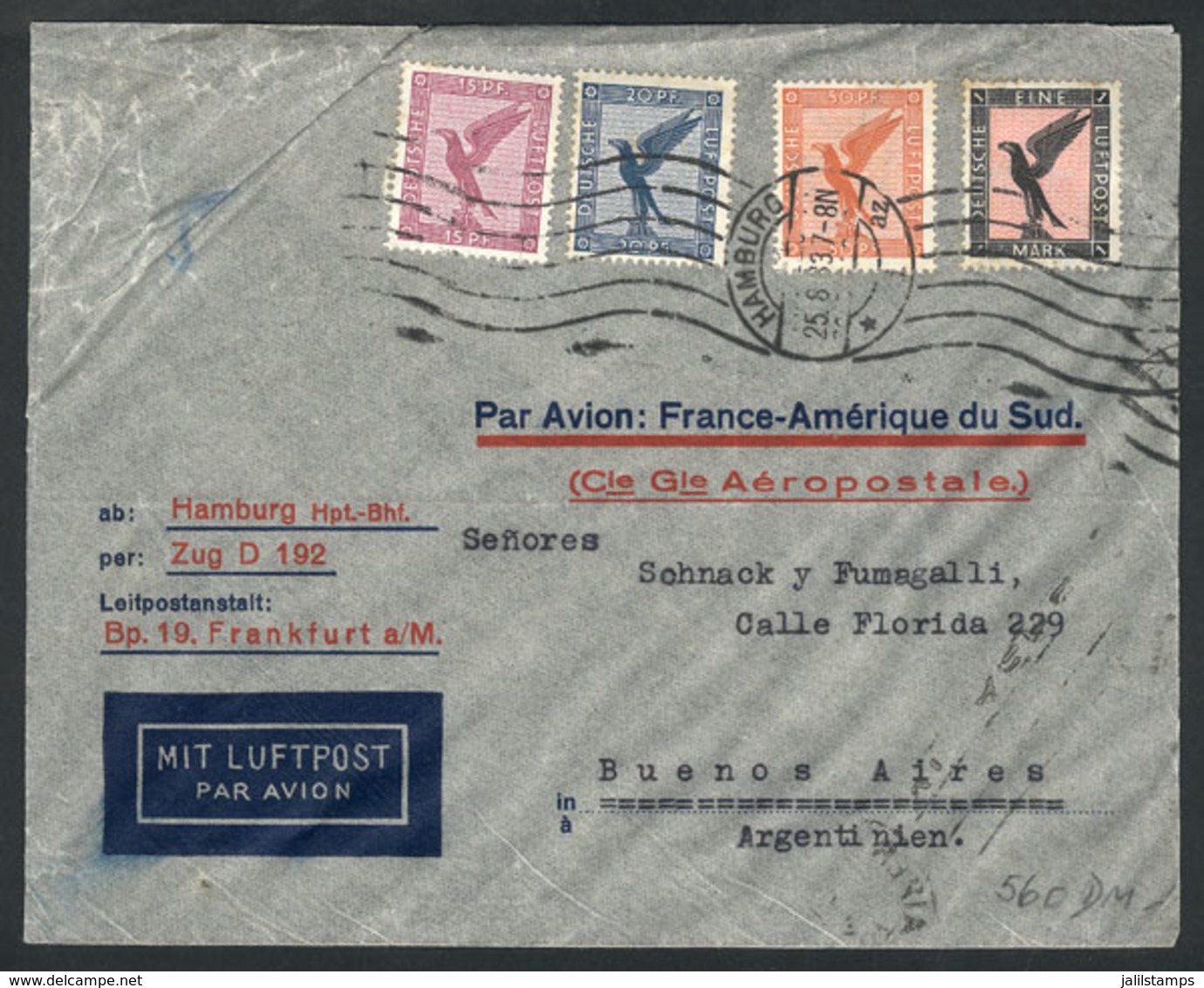 26 GERMANY: Airmail Cover Sent From Hamburg To Buenos Aires On 25/AU/1933 By Aeropo - Altri & Non Classificati