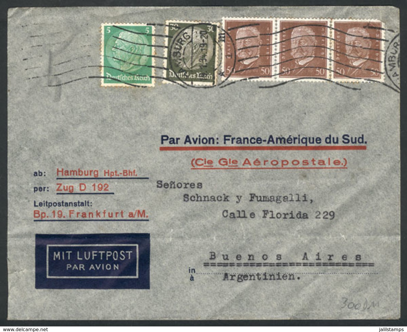 31 GERMANY: Airmail Cover Sent From Hamburg To Buenos Aires On 19/JA/1934 By Aeropo - Altri & Non Classificati