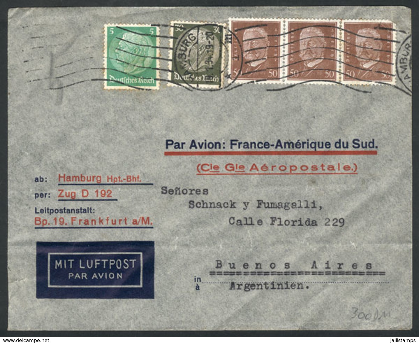 31 GERMANY: Airmail Cover Sent From Hamburg To Buenos Aires On 19/JA/1934 By Aeropo - Sonstige & Ohne Zuordnung