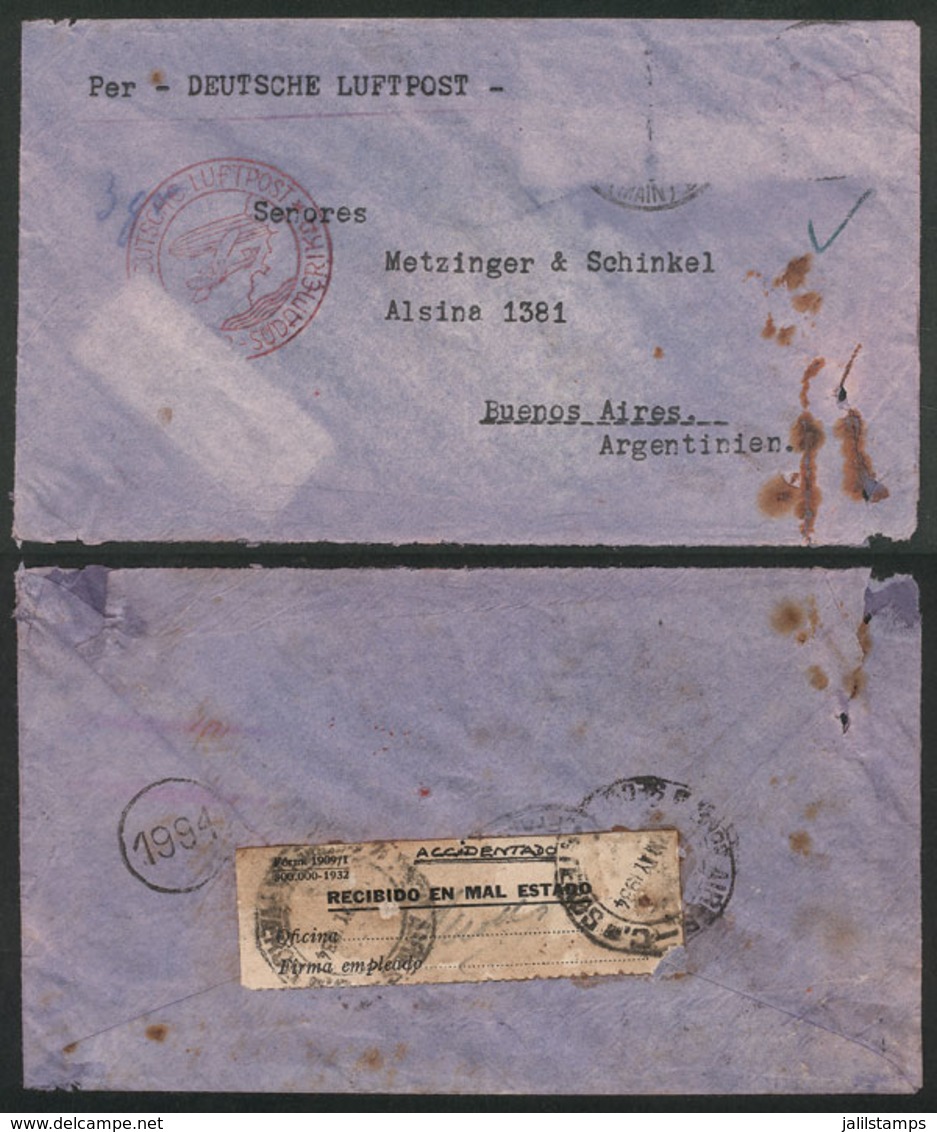 33 GERMANY: PLANE CRASH: Cover Sent To Buenos Aires By Airplane Dornier Tapajoz, Wh - Sonstige & Ohne Zuordnung