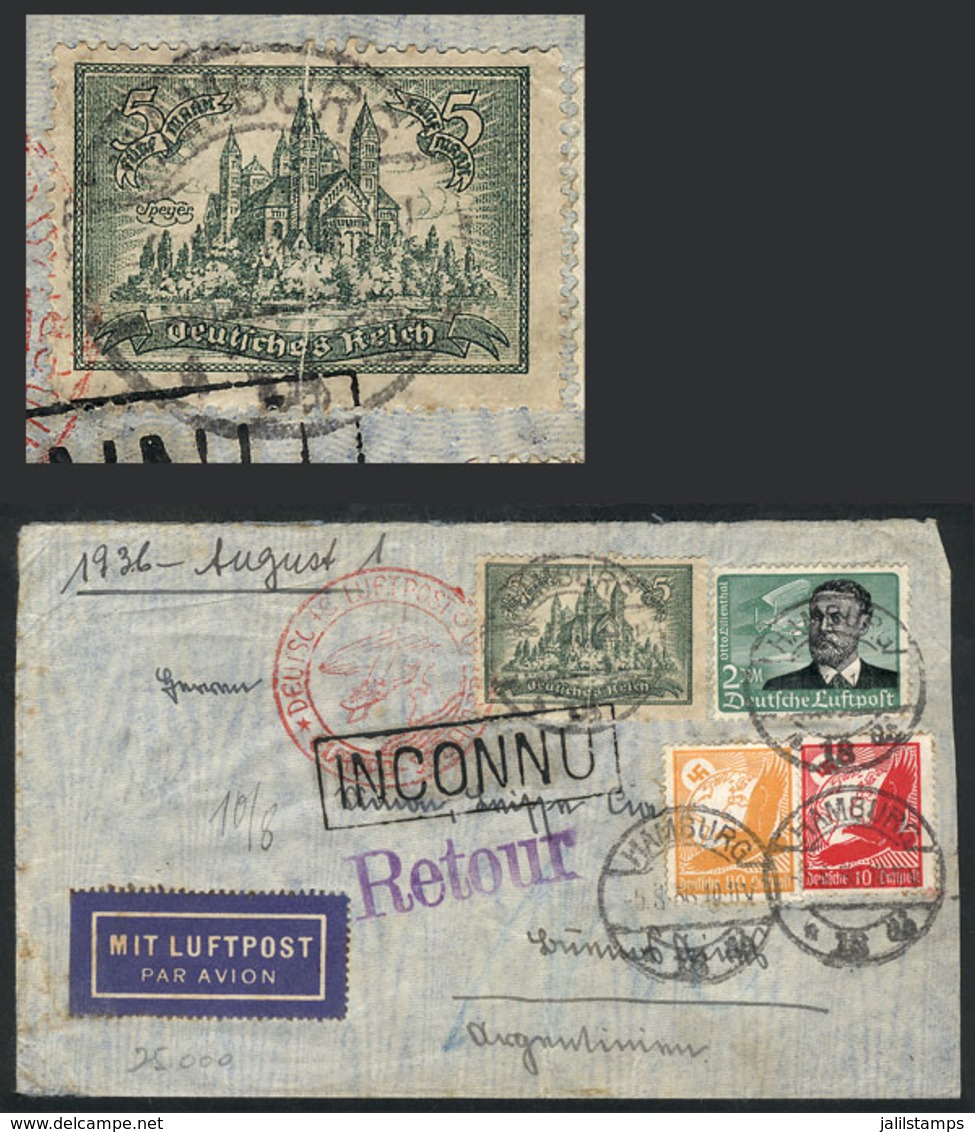 47 GERMANY: Airmail Cover Sent From Hamburg To Buenos Aires On 5/AU/1936 With Very - Altri & Non Classificati