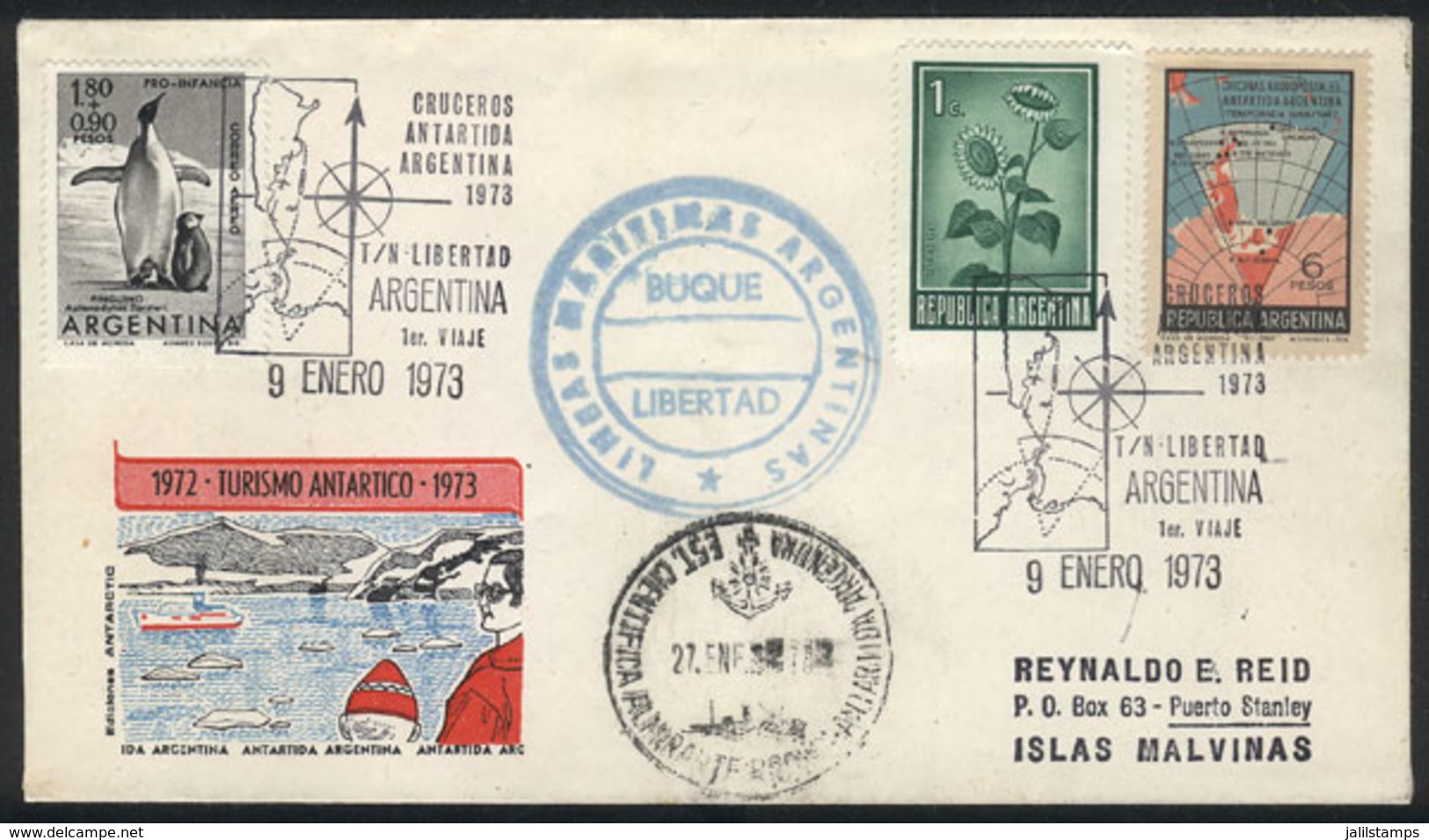 88 ARGENTINE ANTARCTICA: 9/JA/1973 Tourist Cruises To Antarctica, FIRST TRIP Of The - Other & Unclassified