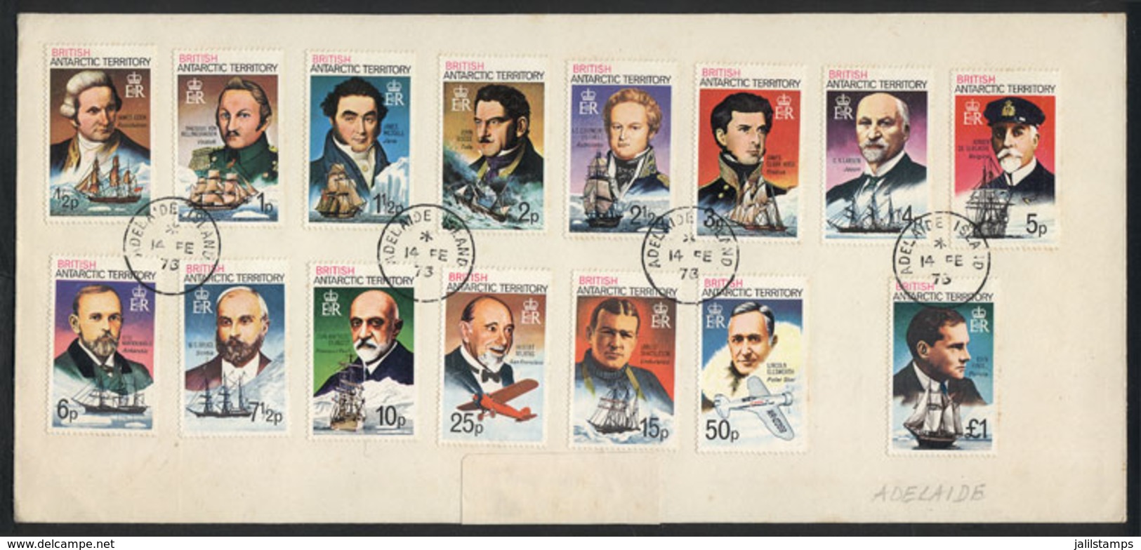 92 BRITISH ANTARCTIC TERRITORY: "Set Of Antarctic Explores (15 Values) On Cover Can - Lettres & Documents