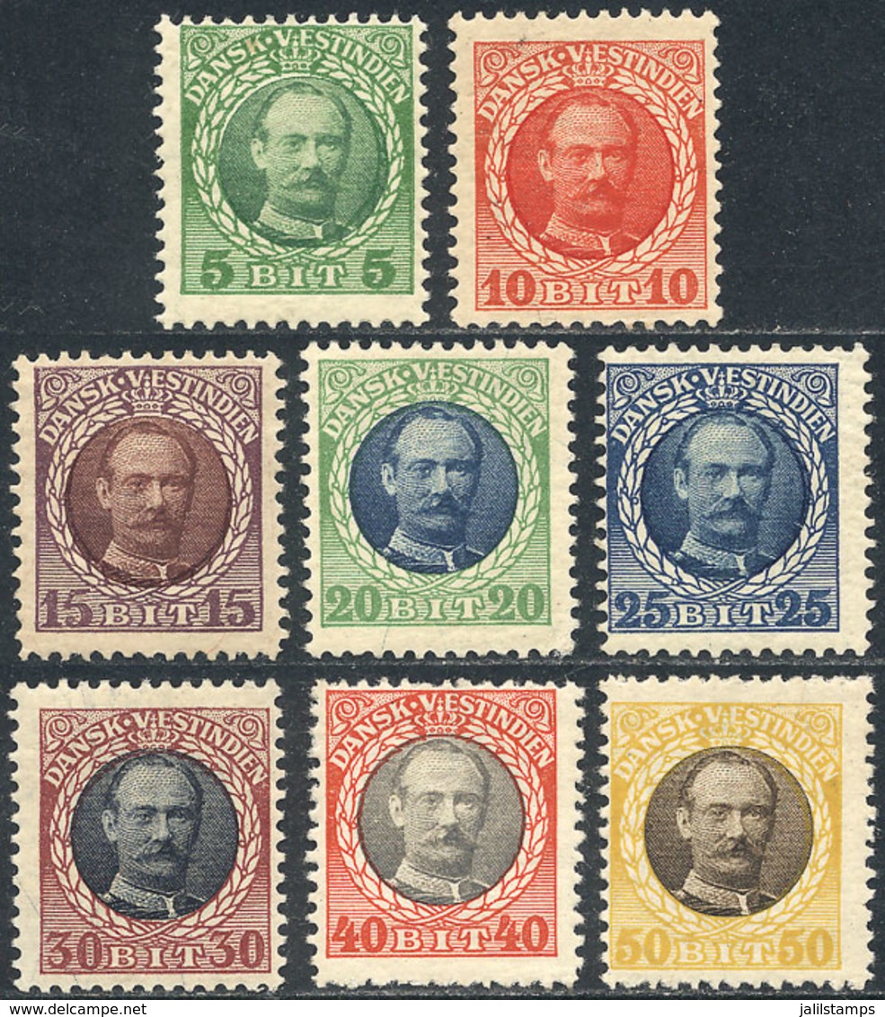 95 DANISH ANTILLES: Sc.43/50, 1908 Frederik VIII, Complete Set Of 8 Unused Values, - Curazao, Antillas Holandesas, Aruba