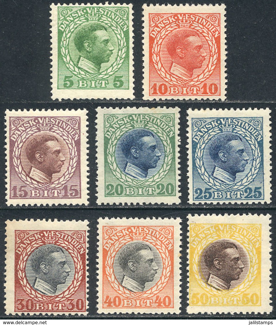 96 DANISH ANTILLES: Sc.51/58, 1915 Christian X, Complete Set Of 8 Unmounted Values, - Curazao, Antillas Holandesas, Aruba