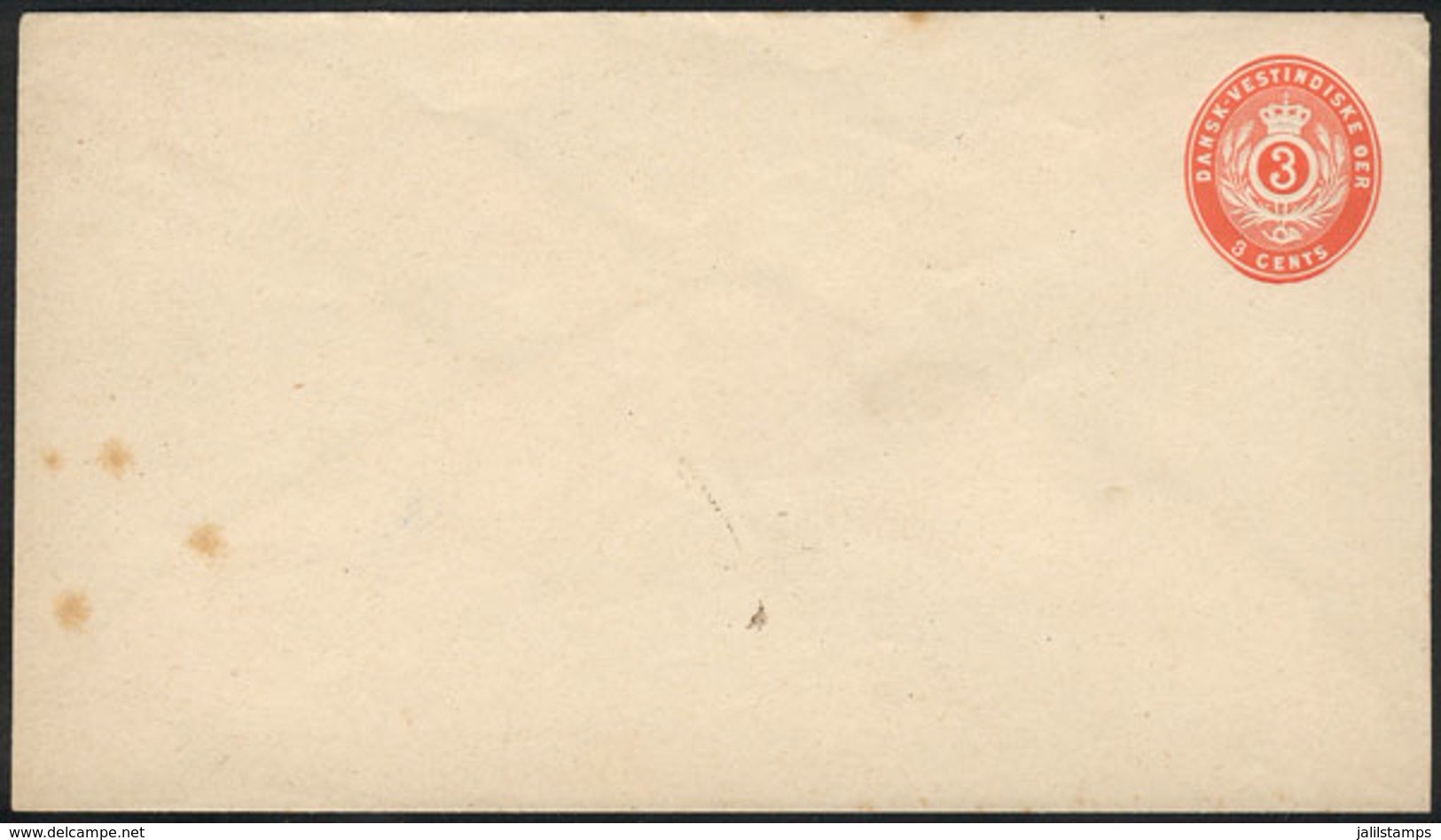 97 DANISH ANTILLES: Unused 3c. Stationery Envelope, Fine Quality, Low Start. - Dinamarca (Antillas)