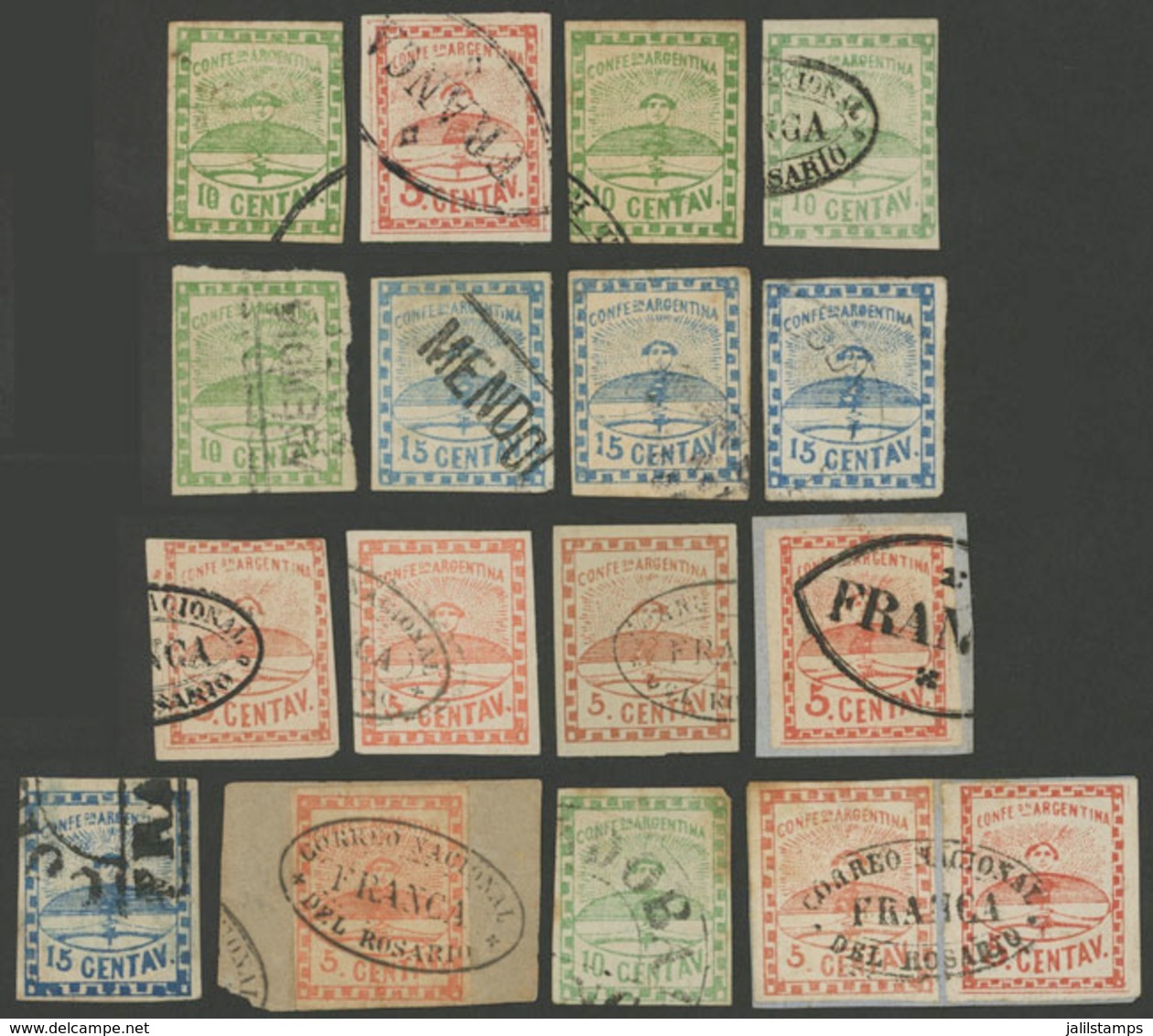 139 ARGENTINA: FORGED CANCELS: Interesting Group Of Genuine Stamps, All With Forged - Otros & Sin Clasificación