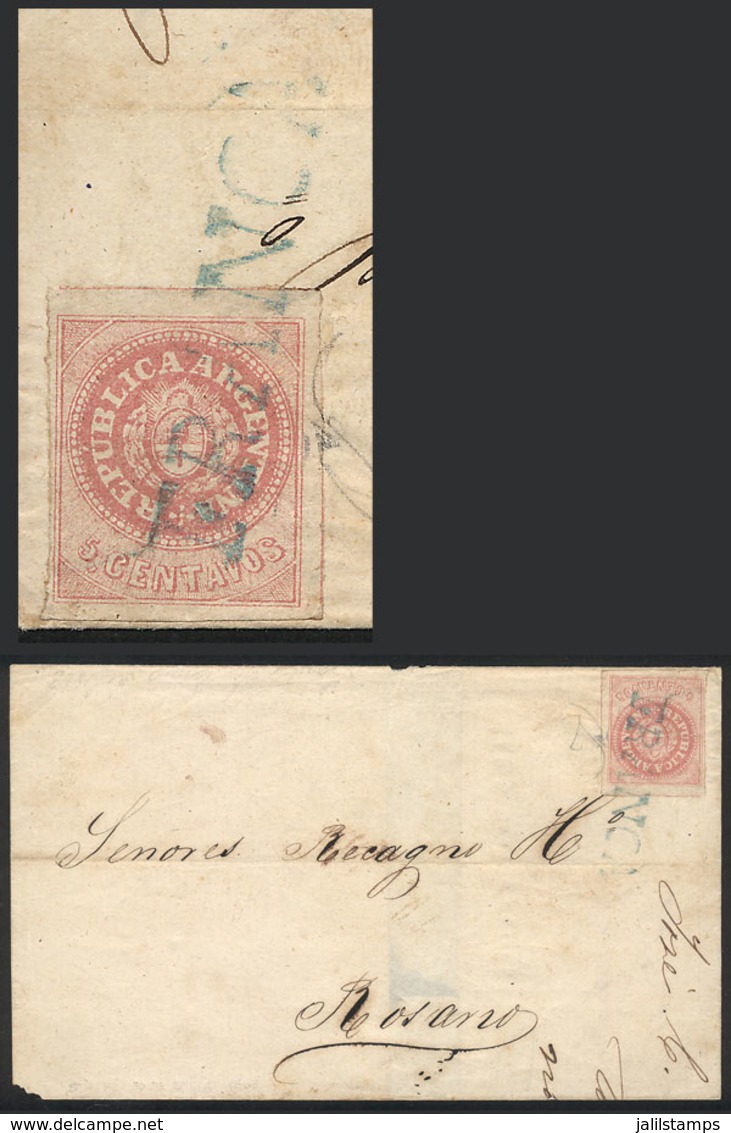 140 ARGENTINA: GJ.7, 5c. Rose With Accent, Franking A Folded Cover Dated Santa Fe 30 - Nuevos