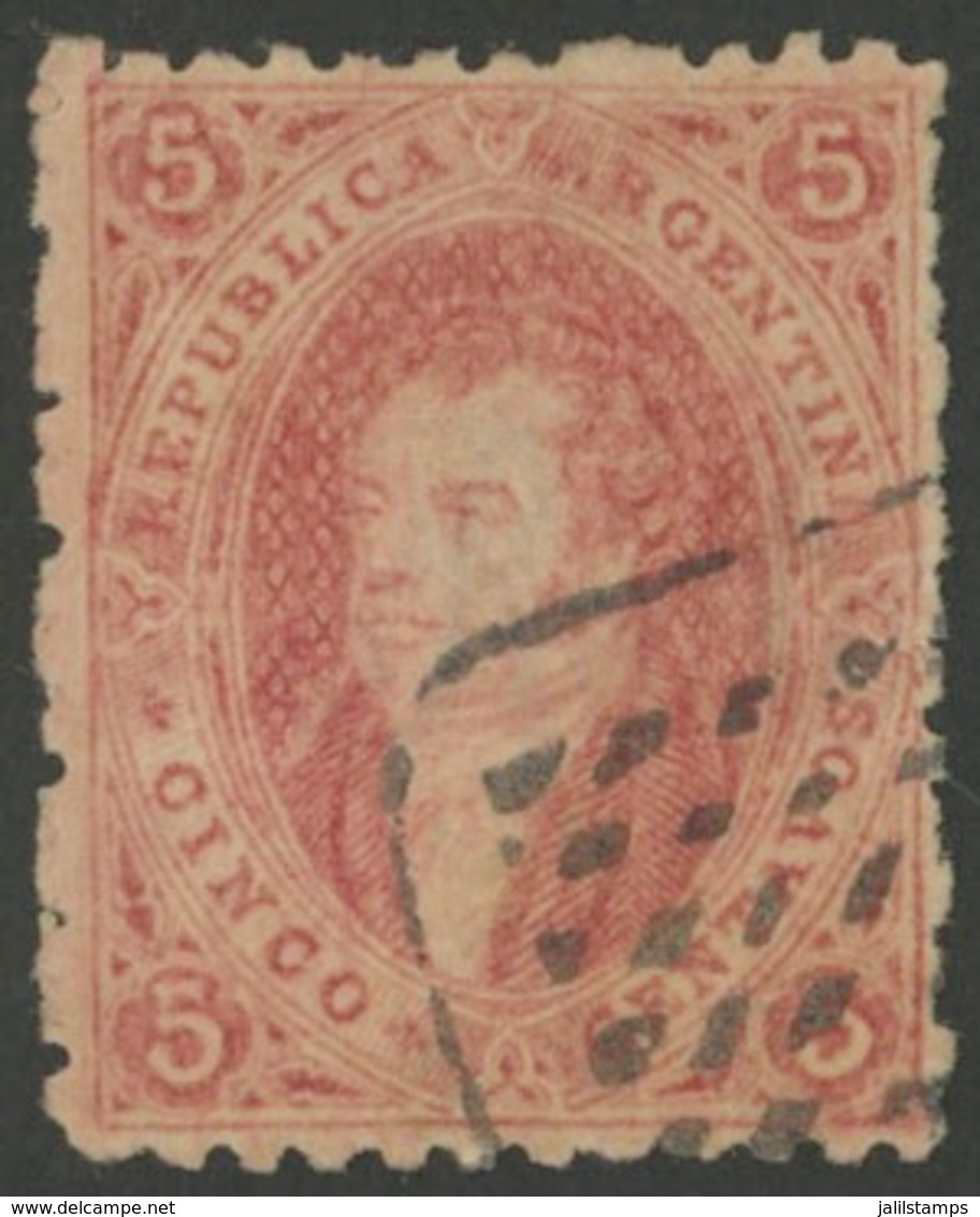 156 ARGENTINA: GJ.20, 3rd Printing With The Extremely Rare Mute Framed Dotted Cancel - Otros & Sin Clasificación