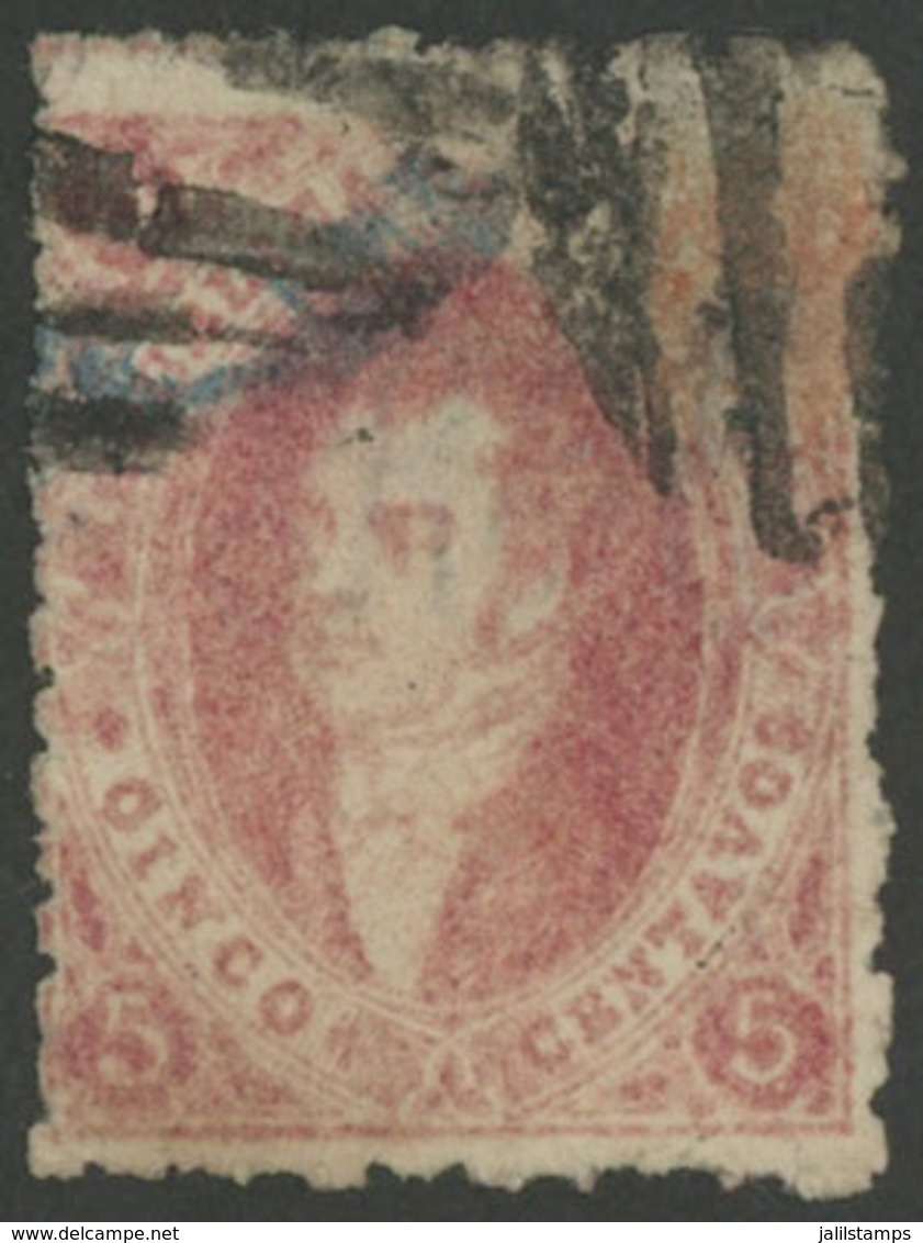 157 ARGENTINA: GJ.20, 3rd Printing, With Triple Cancellation: Blue Datestamp And 2 M - Otros & Sin Clasificación