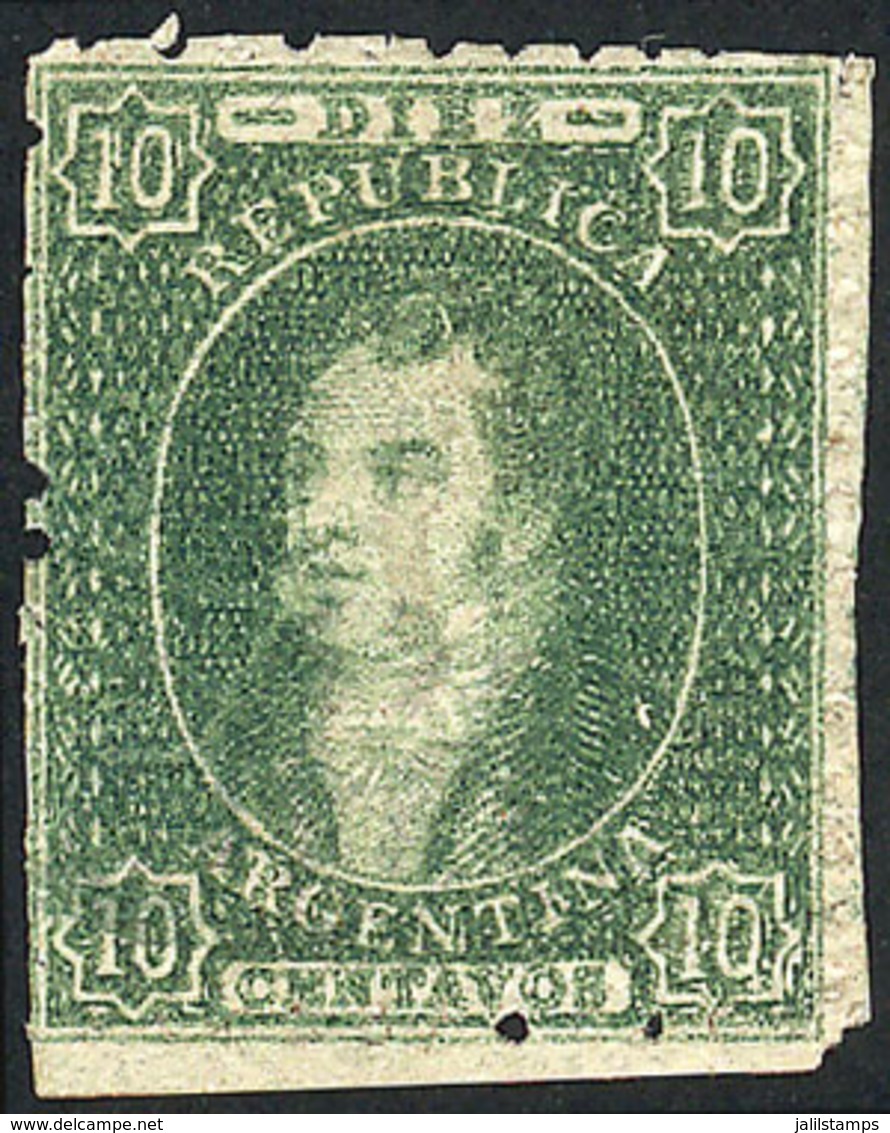 165 ARGENTINA: GJ.23, 10c. Dull Impression, Mint, Good Example, Catalog Value US$100 - Other & Unclassified