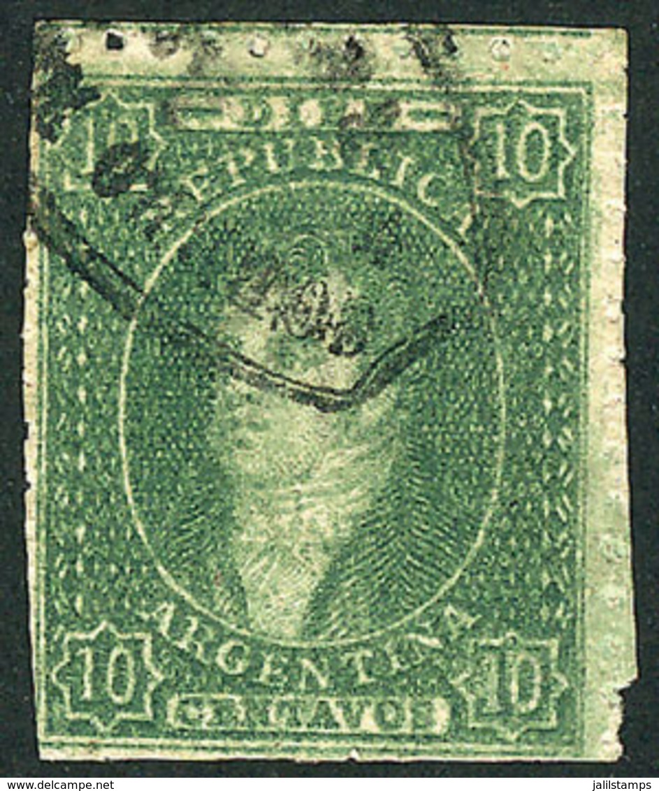 166 ARGENTINA: "GJ.23, 10c. Worn Impresion, With ""dirty Impression"" Variety (inked - Other & Unclassified