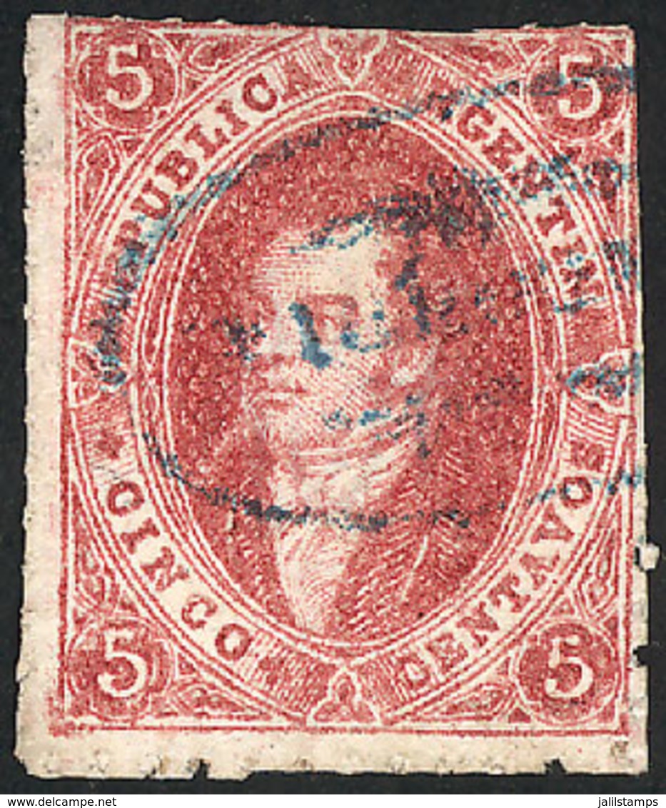 184 ARGENTINA: GJ.26, 5th Printing, Rare CLEAR IMPRESSION, Carmine Rose, Used In Con - Other & Unclassified