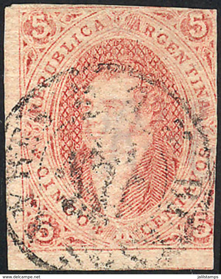 187 ARGENTINA: GJ.27, 6th Printing Imperforate, With 2 Immense Margins, Catalog Valu - Otros & Sin Clasificación