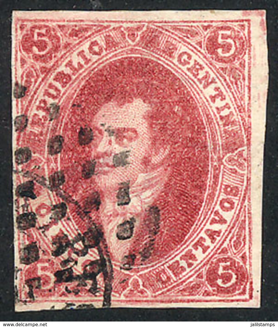 190 ARGENTINA: GJ.32c, 7th Printing Imperf, With Very Notable Lacroix Freres Waterma - Other & Unclassified