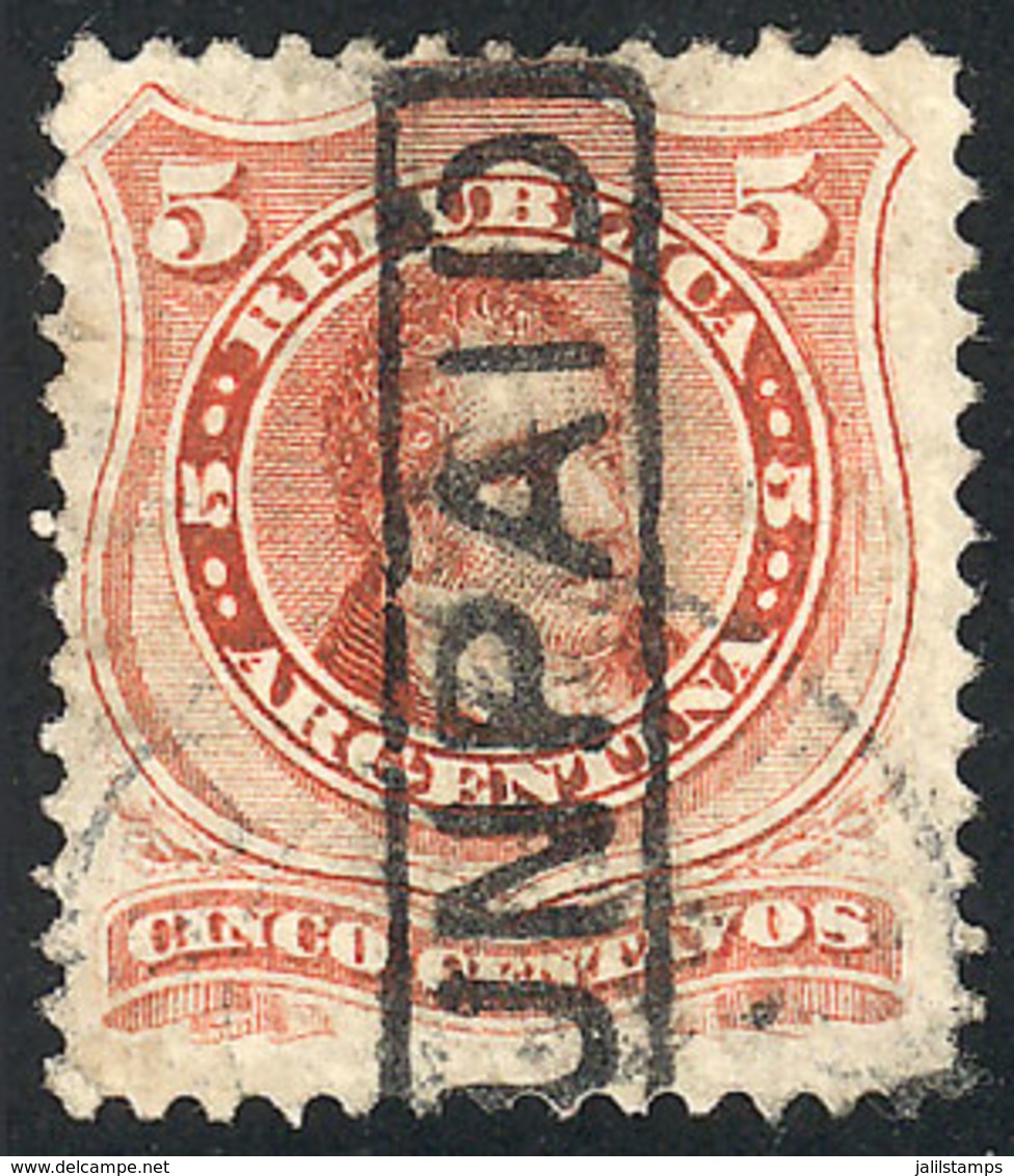 196 ARGENTINA: GJ.38, With Spectacular Framed UNPAID Foreign Cancel, Extremely Rare - Autres & Non Classés