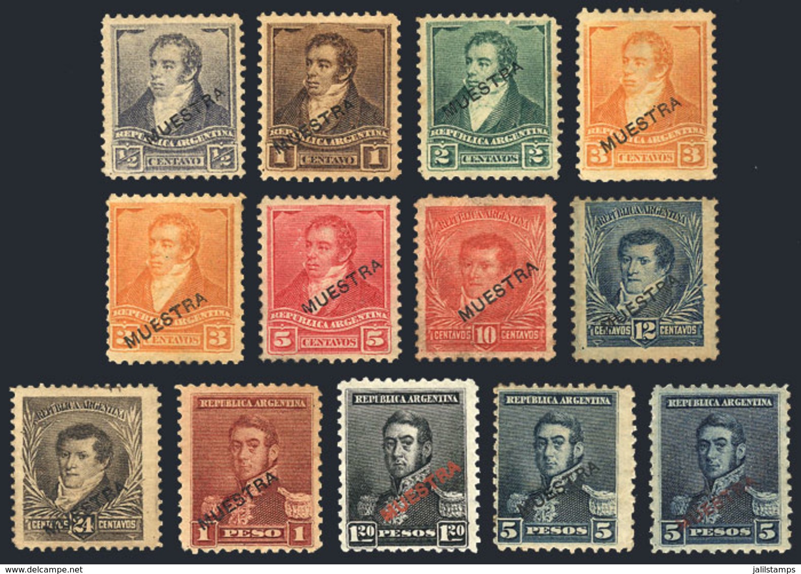 215 ARGENTINA: GJ.137 + Other Values, Lot Of 13 Examples With MUESTRA Overprint (11 - Other & Unclassified