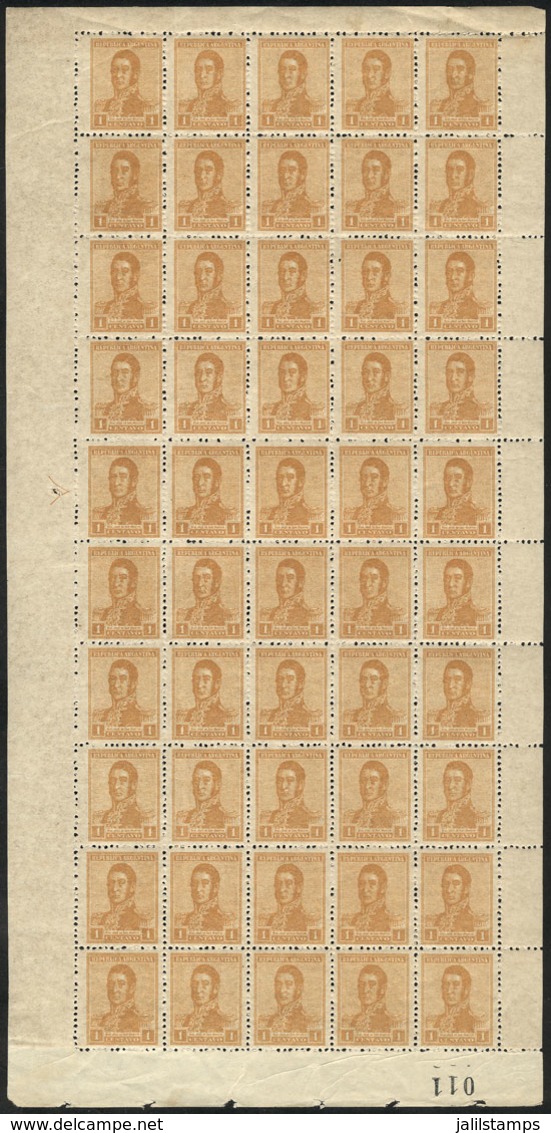 239 ARGENTINA: GJ.465, 1918 1c. San Martín Unwatermarked, Perforation 13¼, Rare COMP - Altri & Non Classificati