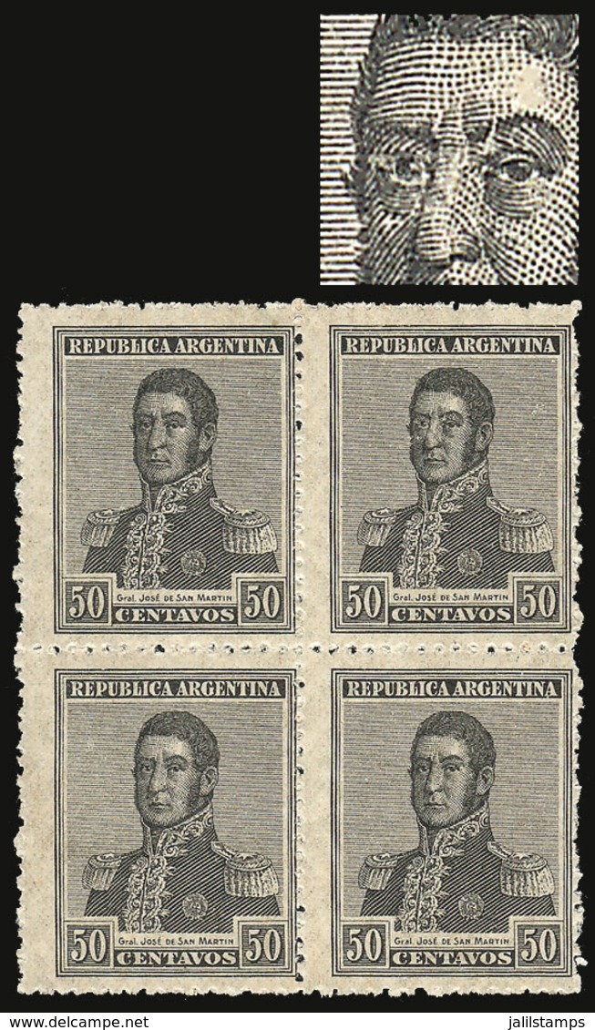 241 ARGENTINA: GJ.509, Block Of 4, One With RETOUCHES In Nose And Eye, VF Quality! - Other & Unclassified