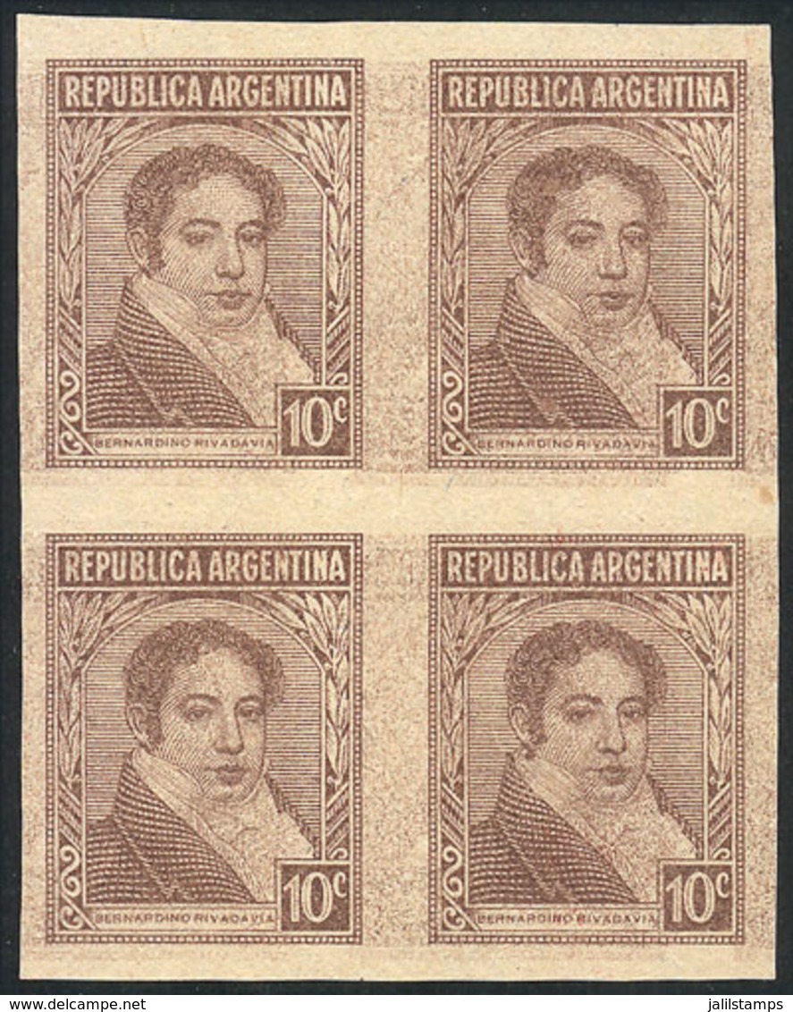 267 ARGENTINA: GJ.747, 1935 10c. Rivadavia, PROOF In The Issued Color, Imperforate B - Otros & Sin Clasificación