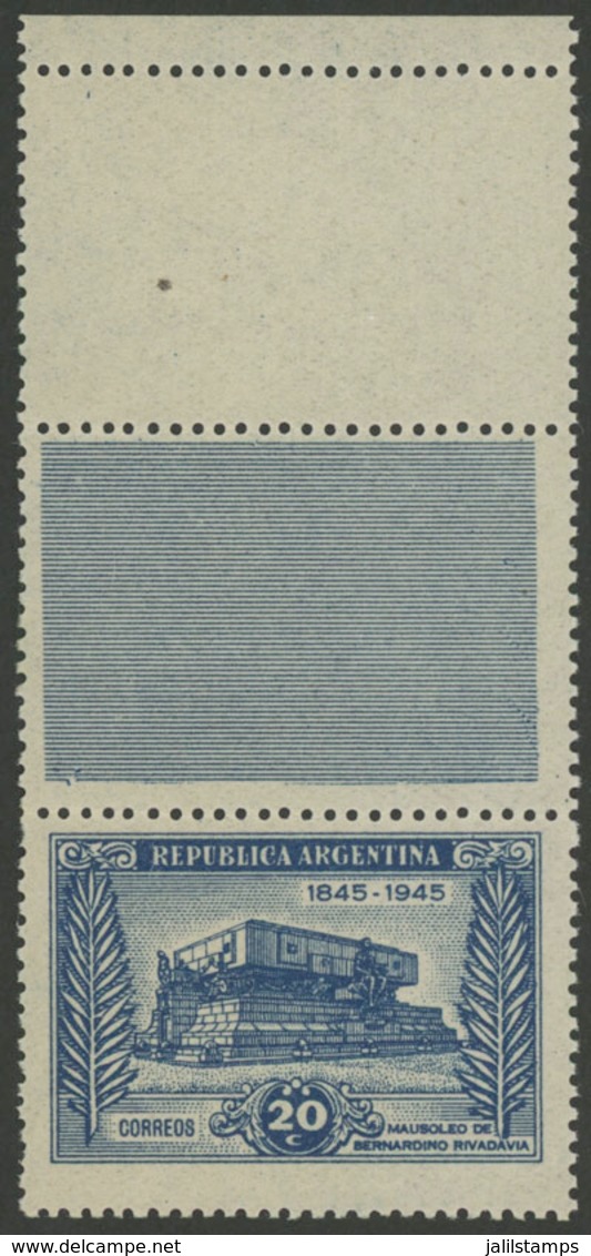 287 ARGENTINA: GJ.925CAD, 1945 Mausoleum Of Rivadavia, With DOUBLE LABEL AT TOP, One - Other & Unclassified