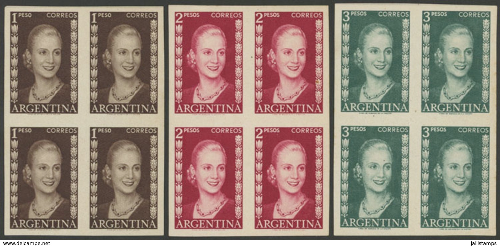 292 ARGENTINA: GJ.1011 + 1013 + 1014, PROOFS In The Issued Colors, Imperforate Print - Autres & Non Classés